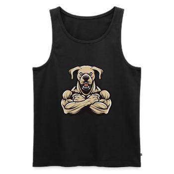Labrador Dog Muscles Bodybuilding - Men's Premium Organic Tank Top - black - Front - Michal (187cm)