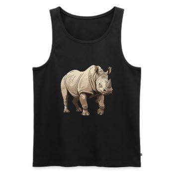 Rhinocéros Animal - Débardeur bio Premium Homme - noir - Devant - Michal (187cm)