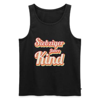 70er Jahre Kind / Retro - Männer Premium Bio Tank Top - Schwarz - Vorne - Michal (187cm)