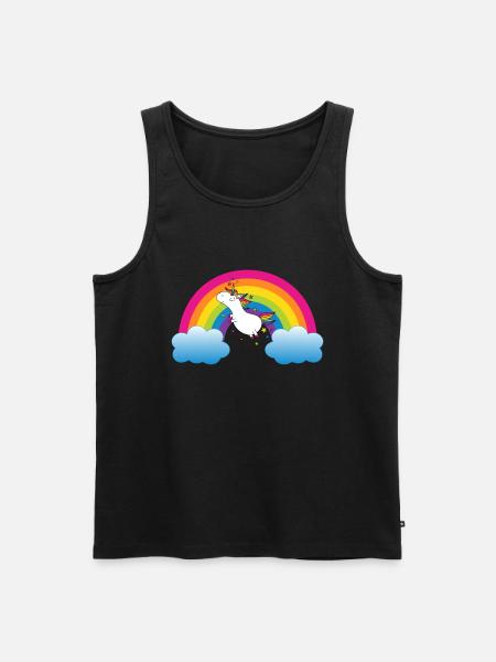 Regenbogen mit Einhorn - Männer Premium Bio Tank Top - Schwarz