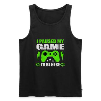 I Paused My Game To Be Here - Men's Premium Organic Tank Top - black - Front - AI Model Male 178 light (178cm)