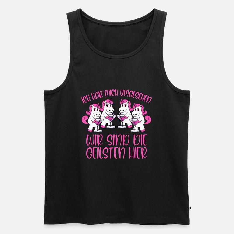 Mallorca Sprüche Die Geilsten hier Einhorn Party - Männer Premium Bio Tank Top - Schwarz