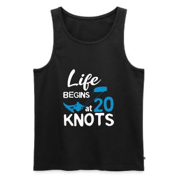 Life Begins 20 Knots Kiteboarding Windsurfing Surf - Männer Premium Bio Tank Top - Schwarz - Vorne - Michal (187cm)