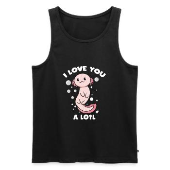 Je t’aime beaucoup Axolotl Salamandre Saint-Valentin - Débardeur bio Premium Homme - noir - Devant - AI Model Male 178 light (178cm)