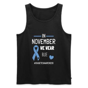 En novembre, nous portons le diabète diabétique bleu de type 1 - Débardeur bio Premium Homme - noir - Devant - Michal (187cm)