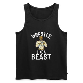 Wrestle Like A Beast Ringer Kampfkunst Pro Wrestle - Männer Premium Bio Tank Top - Schwarz - Vorne - AI Model Male 178 light (178cm)