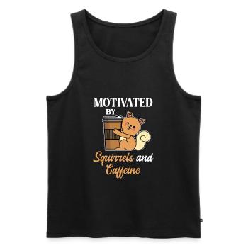 Motivates squirrel coffee coffee lovers - Men's Premium Organic Tank Top - black - Front - AI Model Male 178 light (178cm)