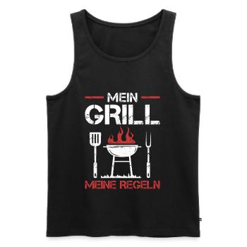 Mein Grill meine Regeln Grillmeister Grillparty - Männer Premium Bio Tank Top - Schwarz - Vorne - Michal (187cm)