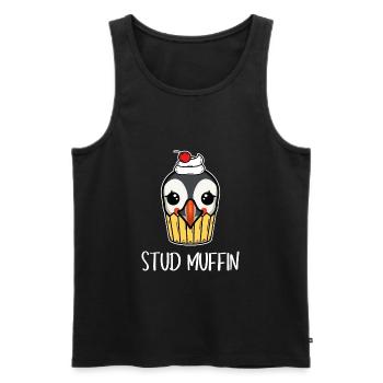 Stud Muffin Puffin Papageientaucher Wortspiel - Männer Premium Bio Tank Top - Schwarz - Vorne - AI Model Male 178 light (178cm)