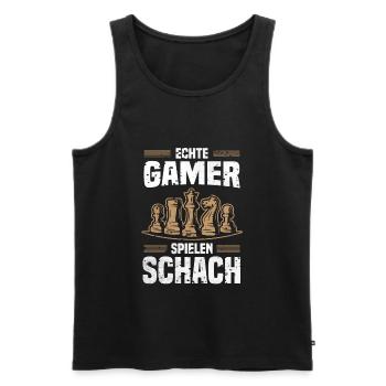 Echte Gamer Spielen Schach Schachmatt Schachfigur - Männer Premium Bio Tank Top - Schwarz - Vorne - Michal (187cm)