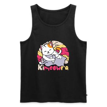 Japanese JIU JITSU Kimura Kawaii Kimeowra Cat - Men's Premium Organic Tank Top - black - Front - Michal (187cm)