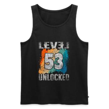 Birthday Gift Level Unlocked 53 years - Men's Premium Organic Tank Top - black - Front - Michal (187cm)