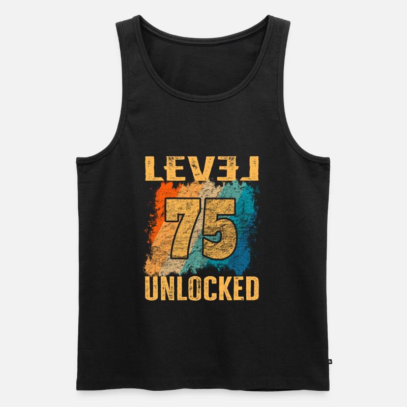 Geburtstag Geschenk Level Unlocked 75 Jahre - Männer Premium Bio Tank Top - Schwarz
