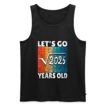 45. Geburtstag - die Wurzel aus 2025 = 45 Jahre - Männer Premium Bio Tank Top - Schwarz - Vorne - Michal (187cm)
