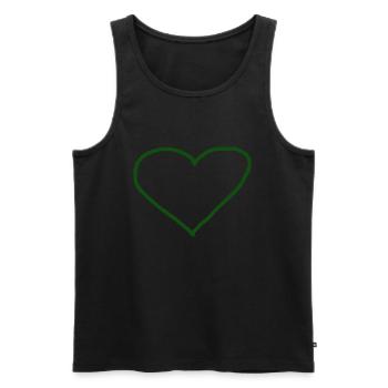 Coeur vert foncé idée cadeau vert - Débardeur bio Premium Homme - noir - Devant - Michal (187cm)