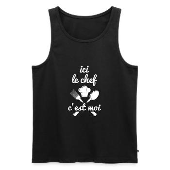 ici le chef c'est moi - Débardeur bio Premium Homme - noir - Devant - Michal (187cm)