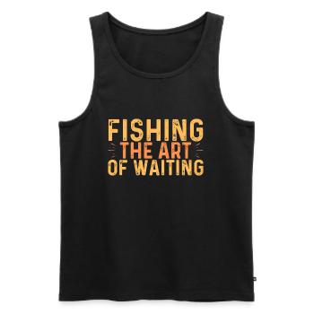 Fishing The Art Of Waiting - Anglerdesign - Männer Premium Bio Tank Top - Schwarz - Vorne - Michal (187cm)