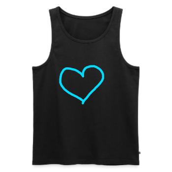 Heart Blue Light Blue Gift Idea Turquoise Cyan Love - Men's Premium Organic Tank Top - black - Front - Michal (187cm)