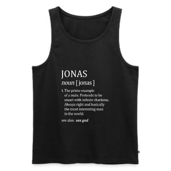 Jonas Definition First Name - Men's Premium Organic Tank Top - black - Front - AI Model Male 178 light (178cm)