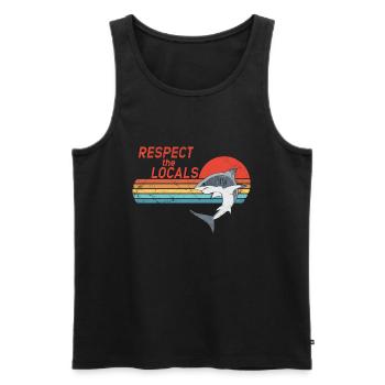 Respect the Locals - Men's Premium Organic Tank Top - black - Front - AI Model Male 178 light (178cm)