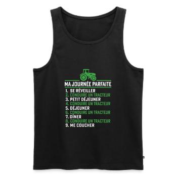 Ma journée parfaite conduire un tracteur - Débardeur bio Premium Homme - noir - Devant - Michal (187cm)