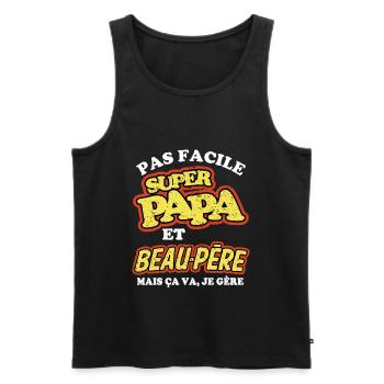 Super papa et beau père - Débardeur bio Premium Homme - noir - Devant - Michal (187cm)