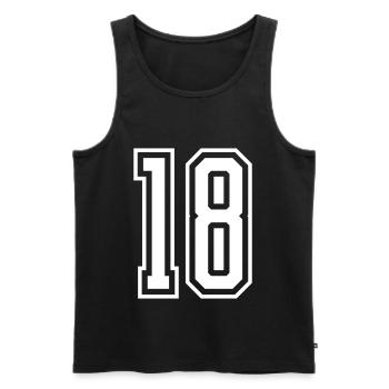 18 Number number - Men's Premium Organic Tank Top - black - Front - AI Model Male 178 light (178cm)