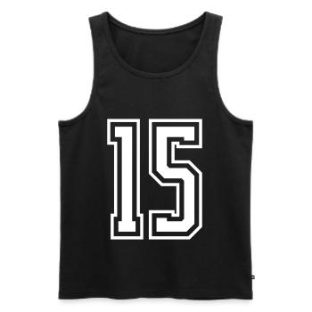 15 Zahl nummer - Männer Premium Bio Tank Top - Schwarz - Vorne - Michal (187cm)
