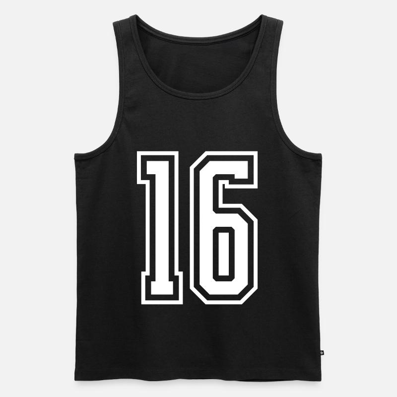 16 Zahl nummer - Männer Premium Bio Tank Top - Schwarz