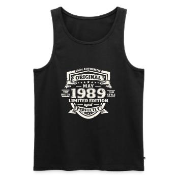 Legend May 1989 Vintage 1989 Birthday 1989 - Men's Premium Organic Tank Top - black - Front - AI Model Male 178 light (178cm)