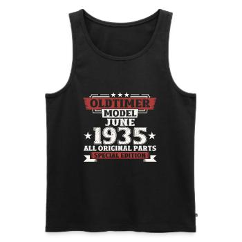 Vintage June 1935 Vintage 1935 Birthday 1935 - Men's Premium Organic Tank Top - black - Front - AI Model Male 178 light (178cm)