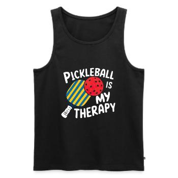 Pickleball Is My Therapy - Männer Premium Bio Tank Top - Schwarz - Vorne - Michal (187cm)
