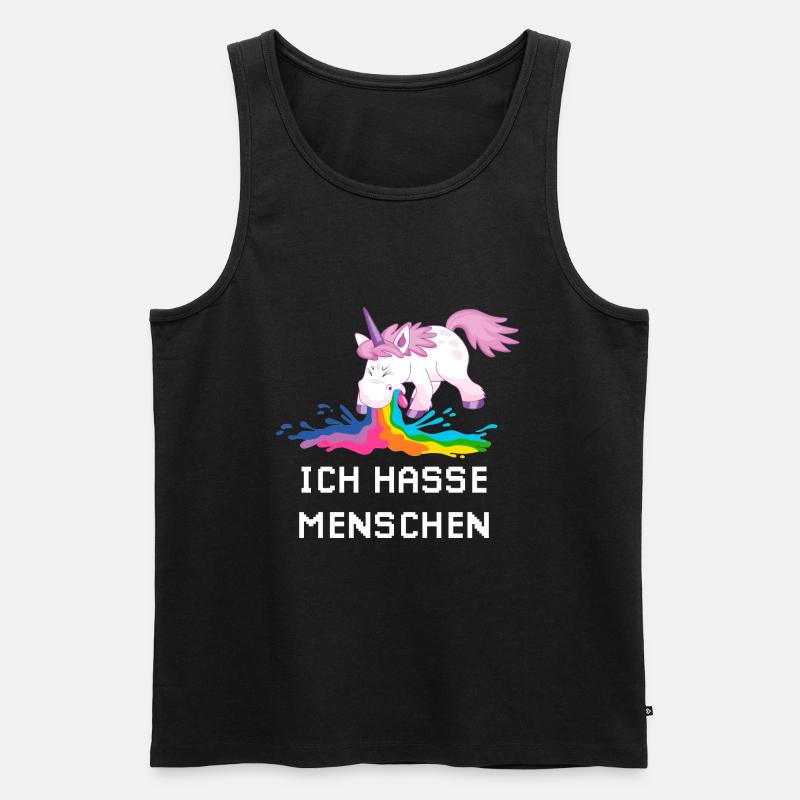 Ich hasse Menschen Einhorn - Männer Premium Bio Tank Top - Schwarz