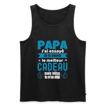 Cadeau Papa Humoristique Drole Papa J'ai Essayé... - Débardeur bio Premium Homme - noir - Devant - Michal (187cm)