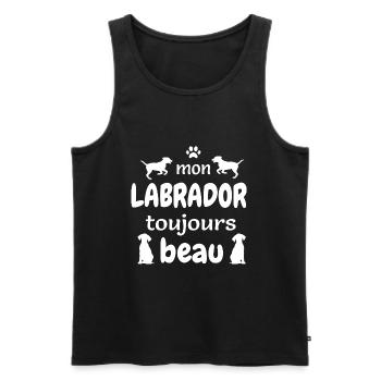 Mon labrador toujours beau - Débardeur bio Premium Homme - noir - Devant - AI Model Male 178 light (178cm)