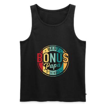 Bonus Papa Bester Bonuspapa Bonusvater T-Shirt - Männer Premium Bio Tank Top - Schwarz - Vorne - Michal (187cm)