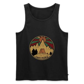 Je déteste les gens - nature, camping, plein air, randonnée - Débardeur bio Premium Homme - noir - Devant - AI Model Male 178 light (178cm)