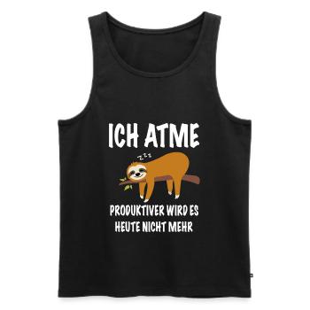 Ich Atme Produktiver Wird Es Heute Nicht - Männer Premium Bio Tank Top - Schwarz - Vorne - Michal (187cm)