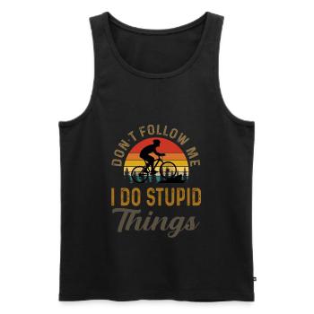 Mountainbike Don't Follow Me I Do Stupid Things MT - Männer Premium Bio Tank Top - Schwarz - Vorne - AI Model Male 178 light (178cm)