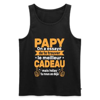 Cadeau Grand Père Papy Personnalisé Anniversaire - Débardeur bio Premium Homme - noir - Devant - Michal (187cm)