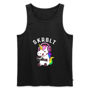 Gamer Einhorn - Geschenkidee - Männer Premium Bio Tank Top - Schwarz - Vorne - Michal (187cm)