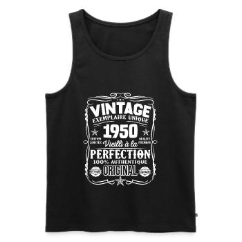 Millésime Fabriqué En 1950 Vieilli à La Perfection - Débardeur bio Premium Homme - noir - Devant - Michal (187cm)