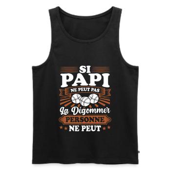 Si Papi Ne Peut Pas La Dégommer Personne Ne Peut - Débardeur bio Premium Homme - noir - Devant - Michal (187cm)
