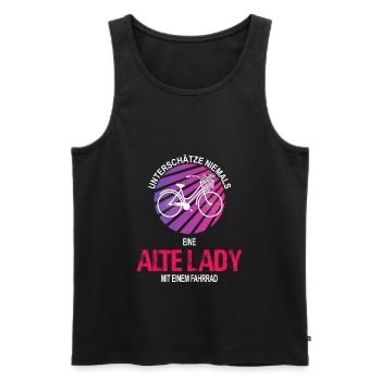 Unterschätze niemals eine alte Frau, Fahrrad - Männer Premium Bio Tank Top - Schwarz - Vorne - AI Model Male 178 light (178cm)