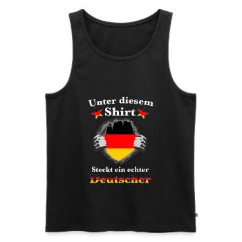 Unter diesem Shirt steckt ein echter deutscher - Männer Premium Bio Tank Top - Schwarz - Vorne - Michal (187cm)