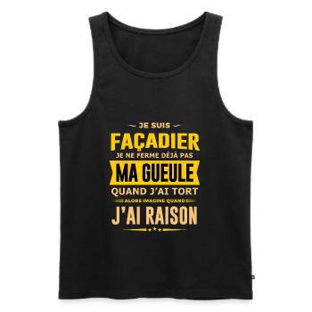Façadier humour qui ne ferme pas sa gueule - Débardeur bio Premium Homme - noir - Devant - Michal (187cm)