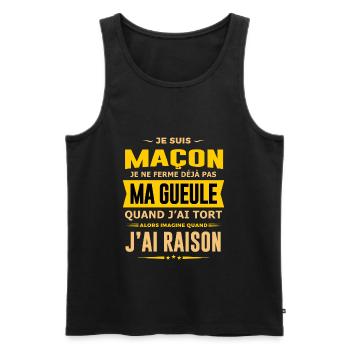 Maçon humour je ne ferme pas ma gueule maçonnerie - Débardeur bio Premium Homme - noir - Devant - Michal (187cm)