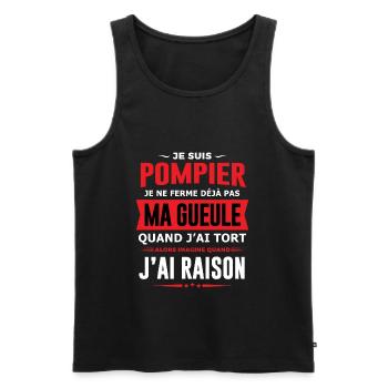 Pompier je ne ferme pas ma gueule humour pompier - Débardeur bio Premium Homme - noir - Devant - Michal (187cm)