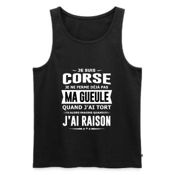 Corse je ne ferme pas ma gueule cadeau humour - Débardeur bio Premium Homme - noir - Devant - Michal (187cm)