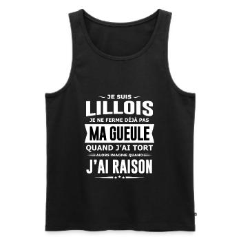 Lillois je ferme pas ma gueule cadeau Lille humour - Débardeur bio Premium Homme - noir - Devant - Michal (187cm)